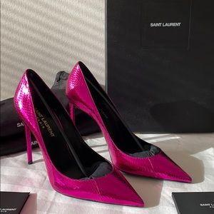 Saint Laurent Zoe Metallic Ayers Leather Pump 37